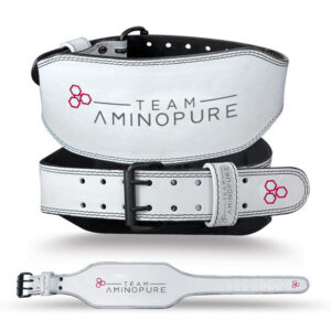 Team AminoPure WEIGHT LIFTING BELT WHITE